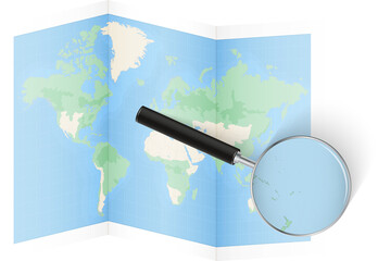 Fototapeta premium Magnified View of Samoa on World Map