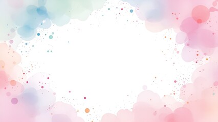 Soft pastel-colored watercolor splatters and drips create a beautiful frame around a clean white space