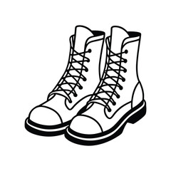 Minimal Lineart Vector Illustration of Trendy Winter Snow Boots for Cold Weather and Outdoor Fashion