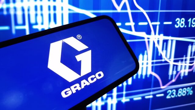 Konskie, Poland - December 08, 2024: Graco Inc company logo displayed on mobile phone