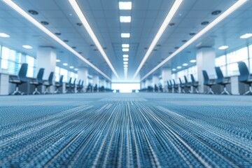 Fototapeta premium Abstract blurred office space with soft light bokeh for elegant interior design inspiration