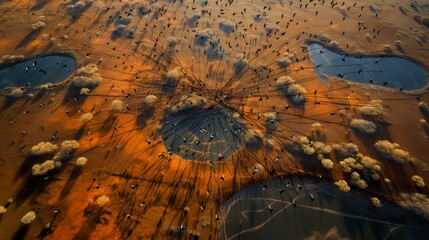 A photo of a drone monitoring wildlife migration