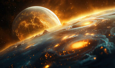 Fantasy world of another planet, surreal landscape.