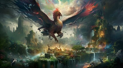 Fototapeta premium A photo of a fantasy oil painting with mythical