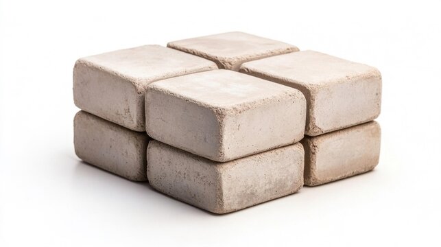 Cement Block Isolated on White Background. Generative AI