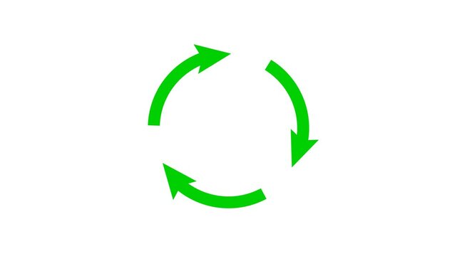 Recycle, Refresh, Reload, Loading Circle animation in multi color. Arrow icon background. Restore circle arrow icon. Clean Environment Concept Animation. Illuminated recycle sign. Seamless looping.