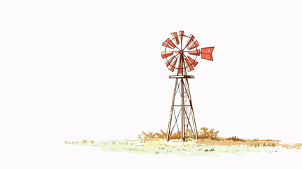 Windmill Vector Illustration for Eco-Friendly Energy Production Concept