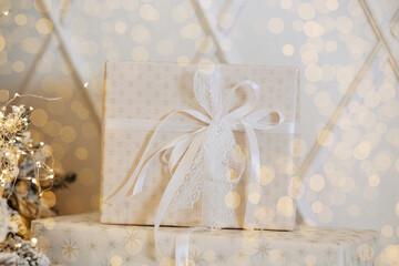 Celebrate Christmas with a beautifully wrapped gift box under the tree