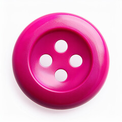 Round sewing pink button isolated on white backdrop.