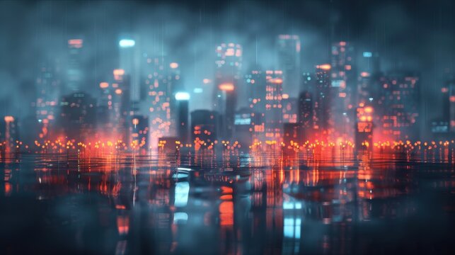 The abstract storm is a beautiful chaos. Lightning and rain combine to create a dramatic scene.