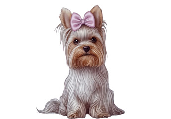 Cute Yorkshire Terrier with Pink Bow