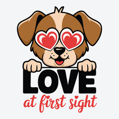 Love at first sight Animal Valentines Day Typographic t shirt Design