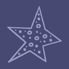 Obraz premium Five-pointed star with oval spots inside color. Clip art doodle illustration.