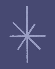 A six-pointed star that looks like a snowflake color. Clip art doodle illustration.