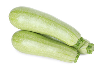 Many fresh ripe zucchinis isolated on white