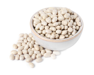 Dried beans in bowl isolated on white