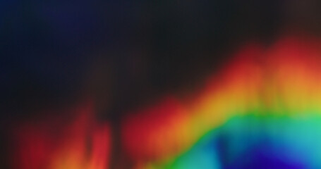 Blurred shining background. Holographic effect. Defocused leak multicolor green yellow rays rainbow...