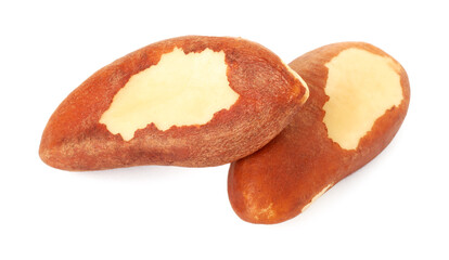 Two tasty Brazil nuts isolated on white
