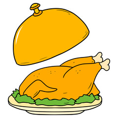 thanksgiving turkey chicken illustration hand drawn isolated vector