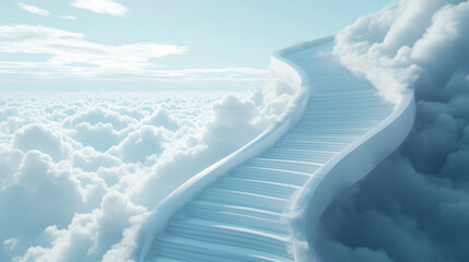 Heavenly Staircase Ascending Through Cloudscape  Spiritual Journey  Hope  Dreams