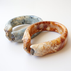 Obraz premium Marble bone vase. Marble bone skull. Marble bone figurine. Sculpture.