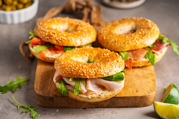 Variety of Bagel sandwiches