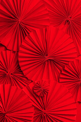 Chinese New Year 2025 .Decor pattern fan on red background. Red paper fans .Lunar New Year banner template. Lunar New Year,chinese banner,chinese new year background