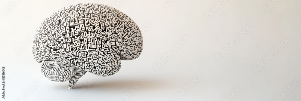 Poster words and phrases are intricately organized to form the shape of a human brain, providing a canvas f
