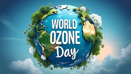 world international ozone day creative concept banner design template
