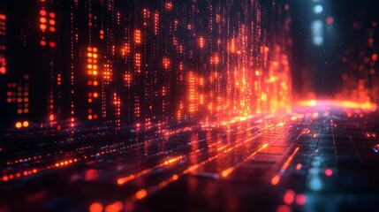 Obraz premium High-tech Digital Coding Background with Glowing Lines. Generative AI