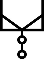 Women Neck fashion line technical drawing template, Summer Going Out blouse. front view, black color, women vector, CAD mockup icon isolated on transparent background for graphic design.