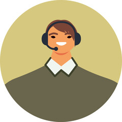 Friendly customer service representative wearing a headset and smiling, providing assistance and support to clients in a professional and helpful manner
