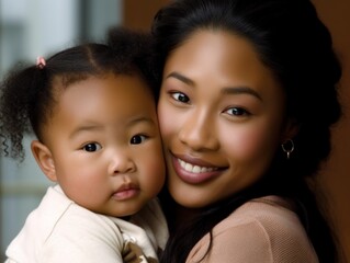 mom with a small child, close-up