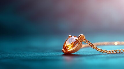 Naklejka premium Delicate gold necklace on a soft gradient pastel background. Generative AI
