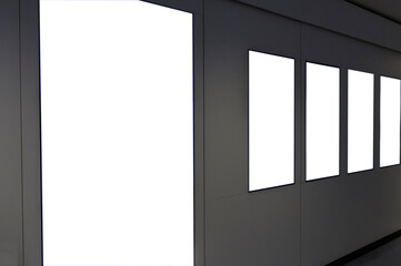 Empty white horizontal rectangle posters or card mockup  grey concrete wall background in Brazil