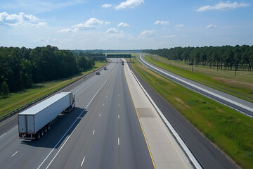 Fototapeta premium Aerial View of Busy Expressway and Autobahn, Top-Down Perspective of Traffic and Road Infrastructure, Professional Photography