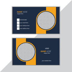 Corporate business card design template, stylish modern visiting, communication, identity, id card with luxury orange and blue colors.