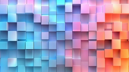 Colorful geometric cube pattern with blue and pink gradient background