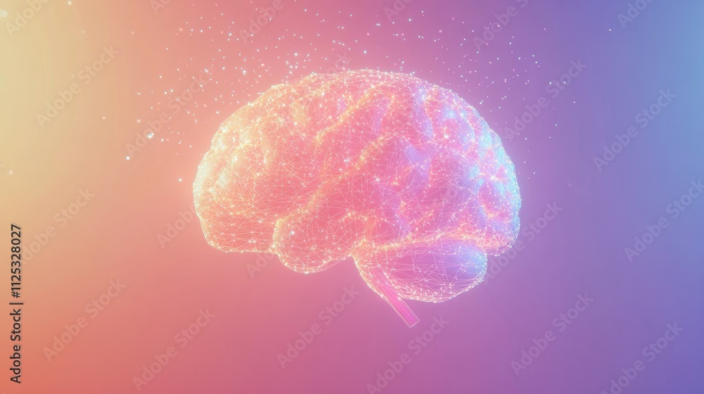 Poster A vivid brain composed of small light points and lines shines brightly, offering an ideal space for adding meaningful text or ideas. Generative AI