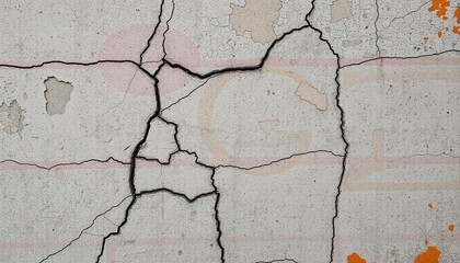 Obraz premium Cracked Concrete Wall Texture with Natural Weathering and Distressed Details - Texture Photography