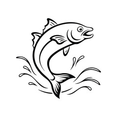 Dynamic Vector Illustration of Leaping Fish Midair in Ocean, Wildlife and Aquatic Nature Design