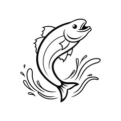 Dynamic Vector Illustration of Leaping Fish Midair in Ocean, Wildlife and Aquatic Nature Design
