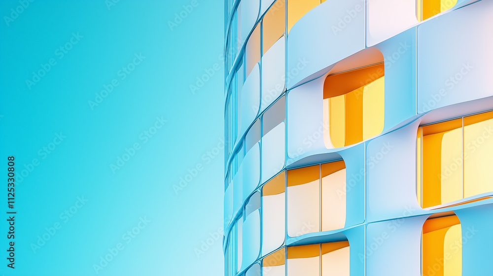 Aufkleber vibrant modular construction highlights interlocking patterns and colorful windows against a clear b