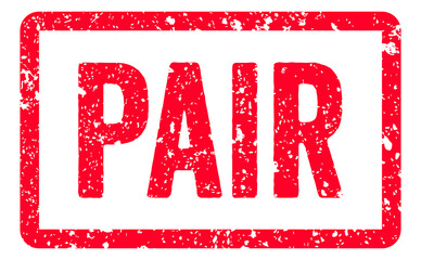 Pair Stamp Transparent Seal, Red Grunge Pair Word Rubber Stamp Seal