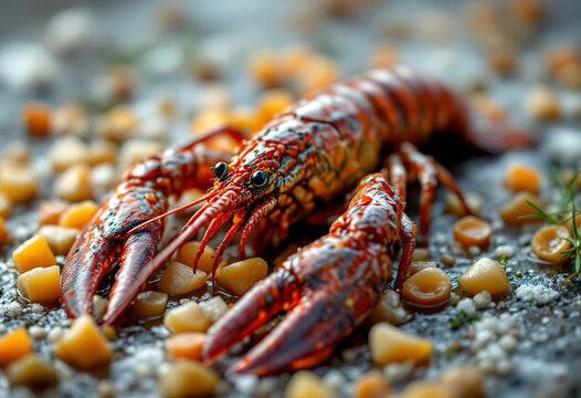 Raw langust or Tiny Lobster ready for cooking