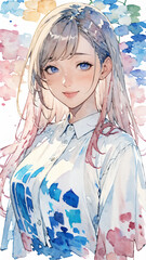 水彩風イラスト女性