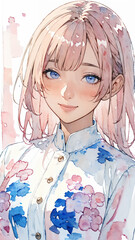 水彩風イラスト女性