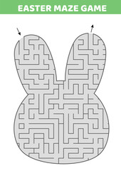 Bunny head maze. Labyrinth in form of rabbit. Cartoon, isolated vector illustration eps 10