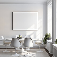 Frame mockup, ISO A paper size. Living room wall poster mockup. Interior mockup with house background. Modern interior design. 3D render
