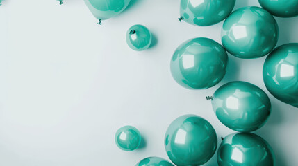 green balloons on white background